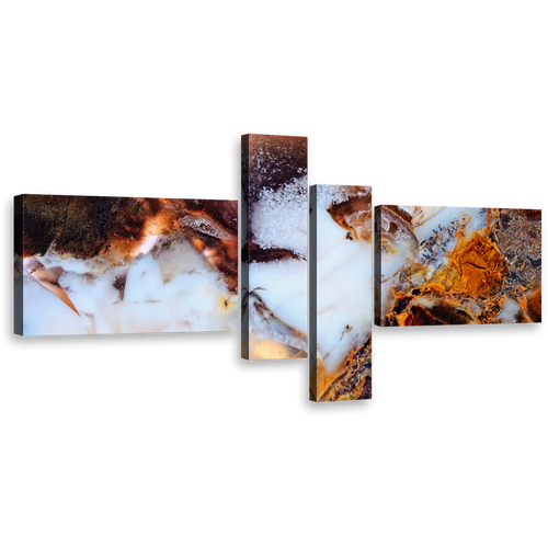 modern abstract wall art white stone 4 piece canvas print brown moss agate canvas set