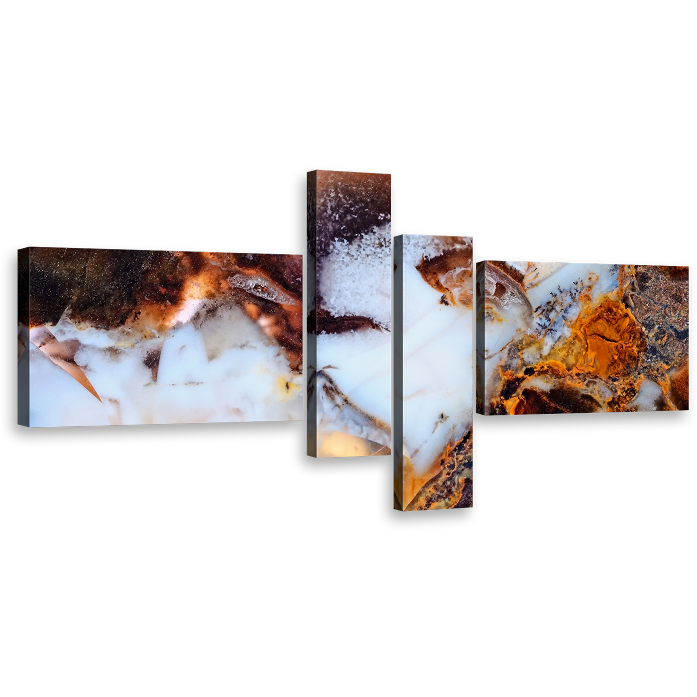 modern abstract wall art white stone 4 piece canvas print brown moss agate canvas set