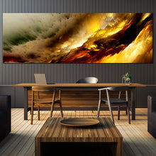 Load image into Gallery viewer, modern  abstract  wall  art  yellow  fractal  canvas  print  white  clouds  panoramic  artwork For Dinning Room
