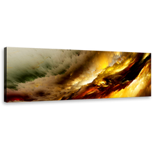 Load image into Gallery viewer, modern  abstract  wall  art  yellow  fractal  canvas  print  white  clouds  panoramic  artwork
