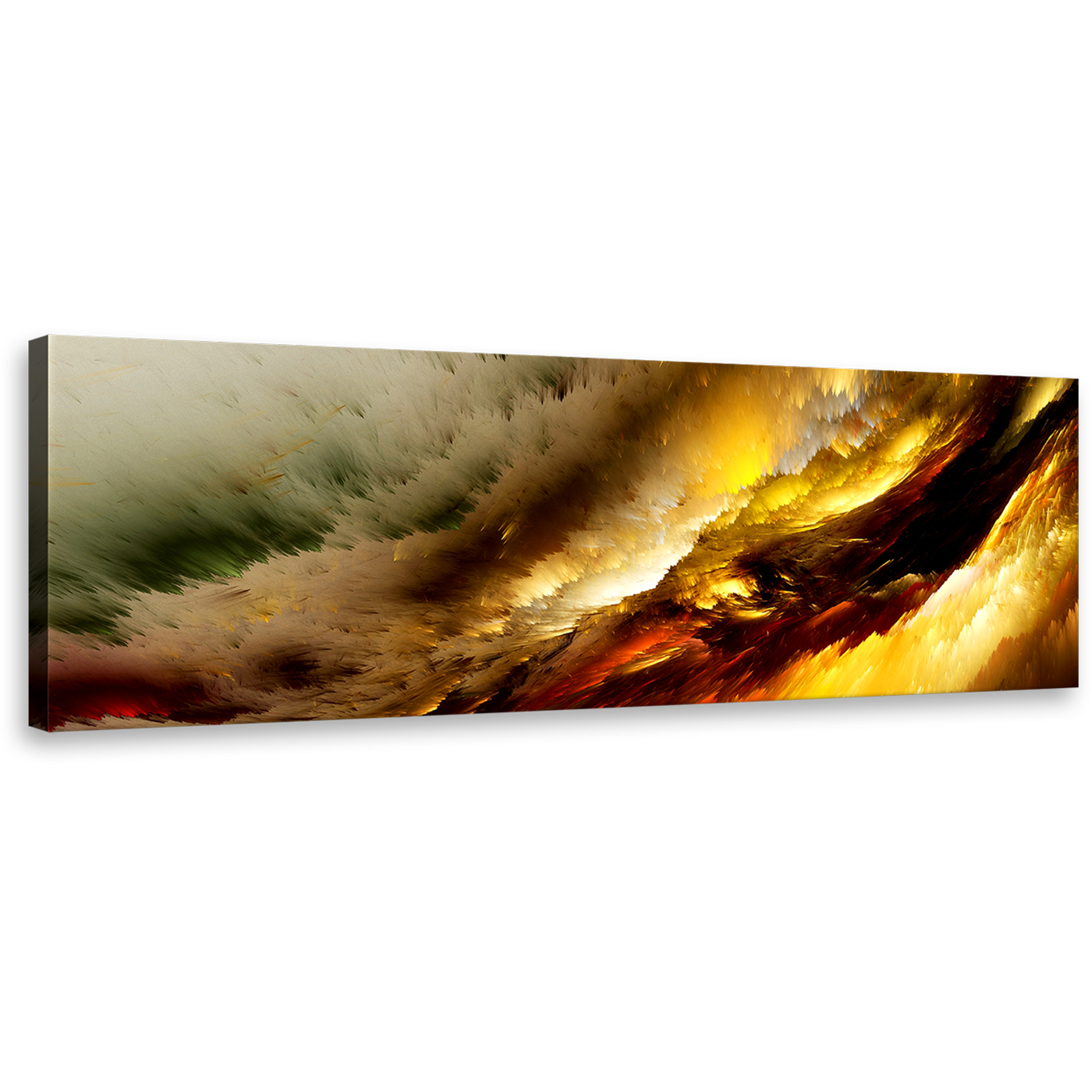 modern  abstract  wall  art  yellow  fractal  canvas  print  white  clouds  panoramic  artwork