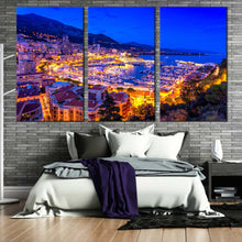 Load image into Gallery viewer, monte carlo 3 piece canvas print yellow monaco mediterranean europe canvas wall art for Bedroom
