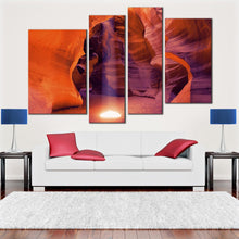 Load image into Gallery viewer, monument valley beauty canvas wall art orange sunbeam desert and arizona purple 4 piece canvas print for your Living Room
