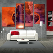 Load image into Gallery viewer, monument valley beauty canvas wall art orange sunbeam desert and arizona purple 4 piece canvas print In Living Room
