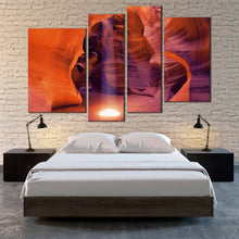 Load image into Gallery viewer, monument valley beauty canvas wall art orange sunbeam desert and arizona purple 4 piece canvas print for your Bedroom
