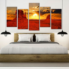 Load image into Gallery viewer, monument valley landscape canvas wall art contemporary orange sunset 5 piece canvas print for Bedroom
