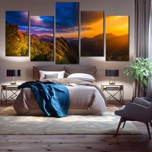 Load image into Gallery viewer, mountain landscape canvas print blue orange sky canvas wall art for Bedroom
