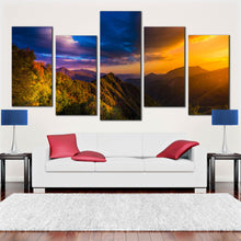 Load image into Gallery viewer, mountain landscape canvas print blue orange sky canvas wall art In Living Room
