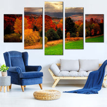 Load image into Gallery viewer, nature forest canvas print red yellow trees scenery 5 piece collection canvas wall art for Living Room
