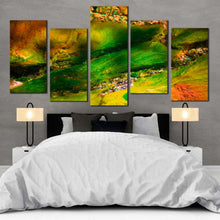 Load image into Gallery viewer, ocean abstract canvas print green algae plants 5 piece canvas wall art underwater yellow soft corals sea for your Bedroom
