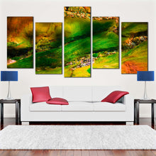 Load image into Gallery viewer, ocean abstract canvas print green algae plants 5 piece canvas wall art underwater yellow soft corals sea for your Living Room
