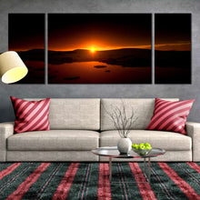 Load image into Gallery viewer, ocean mountain canvas wall art beautiful antarctic orange sunset 3 piece canvas print In Living Room
