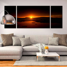 Load image into Gallery viewer, ocean mountain canvas wall art beautiful antarctic orange sunset 3 piece canvas print for Living Room
