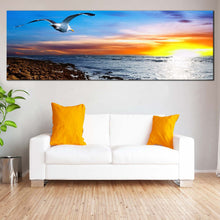 Load image into Gallery viewer, ocean  s  grace  canvas  print  graceful  flight  of  blue  sky  bird  canvas  artwork  captivating  orange  yellow  sunset  wall  art  for Living Room
