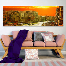 Load image into Gallery viewer, orange  venice  grand  canal  canvas  wall  art  panoramic  italy  harbor  city  view  canvas  print  for Living Room
