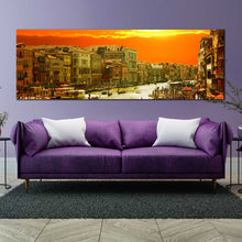 Load image into Gallery viewer, orange  venice  grand  canal  canvas  wall  art  panoramic  italy  harbor  city  view  canvas  print In Living Room
