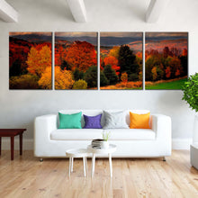 Load image into Gallery viewer, peaceful scenery canvas wall art vermont red trees scenery 4 piece canvas print In Living room
