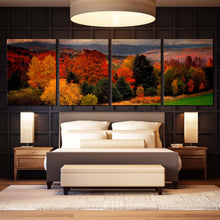 Load image into Gallery viewer, peaceful scenery canvas wall art vermont red trees scenery 4 piece canvas print for your bedroom
