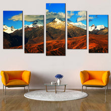 Load image into Gallery viewer, peru mountain canvas wall art blue cloudy sky 5 piece collection canvas print In Living Room
