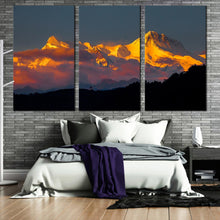 Load image into Gallery viewer, pokhara north central nepal canvas print mount machhapuchhre 3 piece canvas wall art for Bedroom
