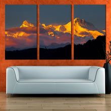 Load image into Gallery viewer, pokhara north central nepal canvas print mount machhapuchhre 3 piece canvas wall art In Living Room
