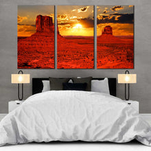 Load image into Gallery viewer, radiant red sand desert canvas wall art iconic monument valley 3 piece canvas print for Bedroom
