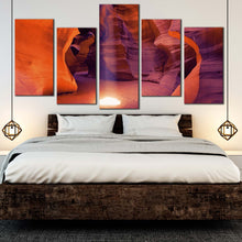 Load image into Gallery viewer, radiant sunbeam desert canvas print orange navajo tribal park 5 piece canvas wall art for Bedroom
