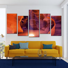 Load image into Gallery viewer, radiant sunbeam desert canvas print orange navajo tribal park 5 piece canvas wall art In Living Room
