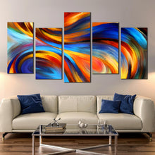 Load image into Gallery viewer, rainbow abstract canvas print colorful waves multi canvas rainbow colors 5 piece wall art for Living Room
