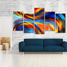 Load image into Gallery viewer, rainbow abstract canvas print colorful waves multi canvas rainbow colors 5 piece wall art In Living Room
