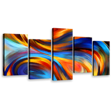 Load image into Gallery viewer, rainbow abstract canvas print colorful waves multi canvas rainbowors 5 piece wall art 
