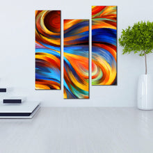 Load image into Gallery viewer, rainbow  abstract  wall  art  rainbow  colors  3  piece  canvas  colorful  waves  triptych  canvas  print In Living Room
