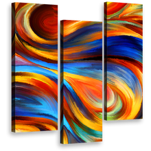 Load image into Gallery viewer, rainbow  abstract  wall  art  rainbow  colors  3  piece  canvas  colorful  waves  triptych  canvas
