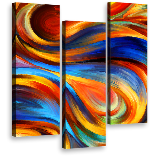 rainbow  abstract  wall  art  rainbow  colors  3  piece  canvas  colorful  waves  triptych  canvas