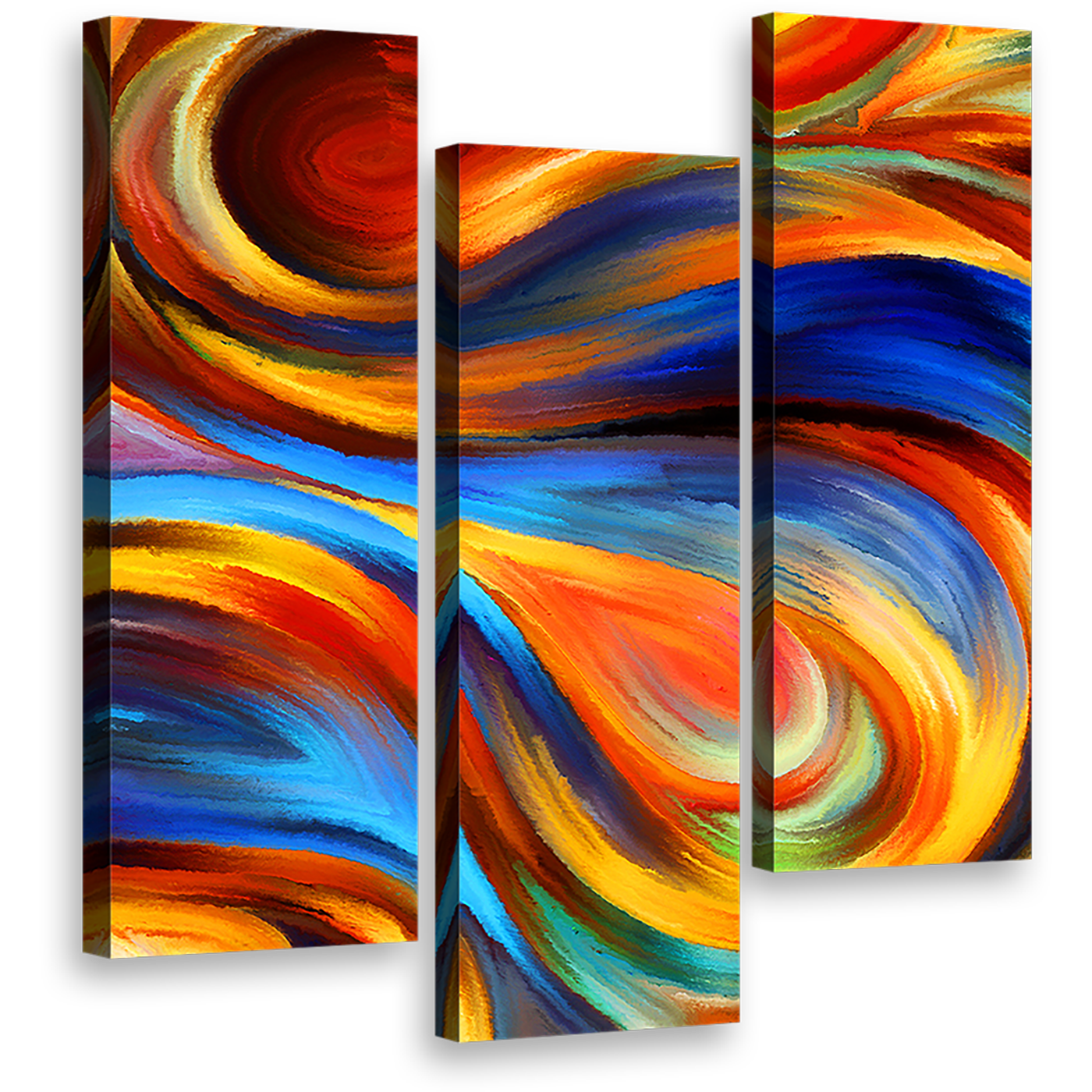 rainbow  abstract  wall  art  rainbow  colors  3  piece  canvas  colorful  waves  triptych  canvas