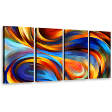 Load image into Gallery viewer, rainbow abstract wall art rainbow colors 4 piece canvas print colorful waves canvas set 
