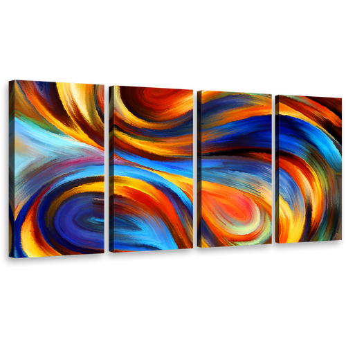 rainbow abstract wall art rainbow colors 4 piece canvas print colorful waves canvas set 