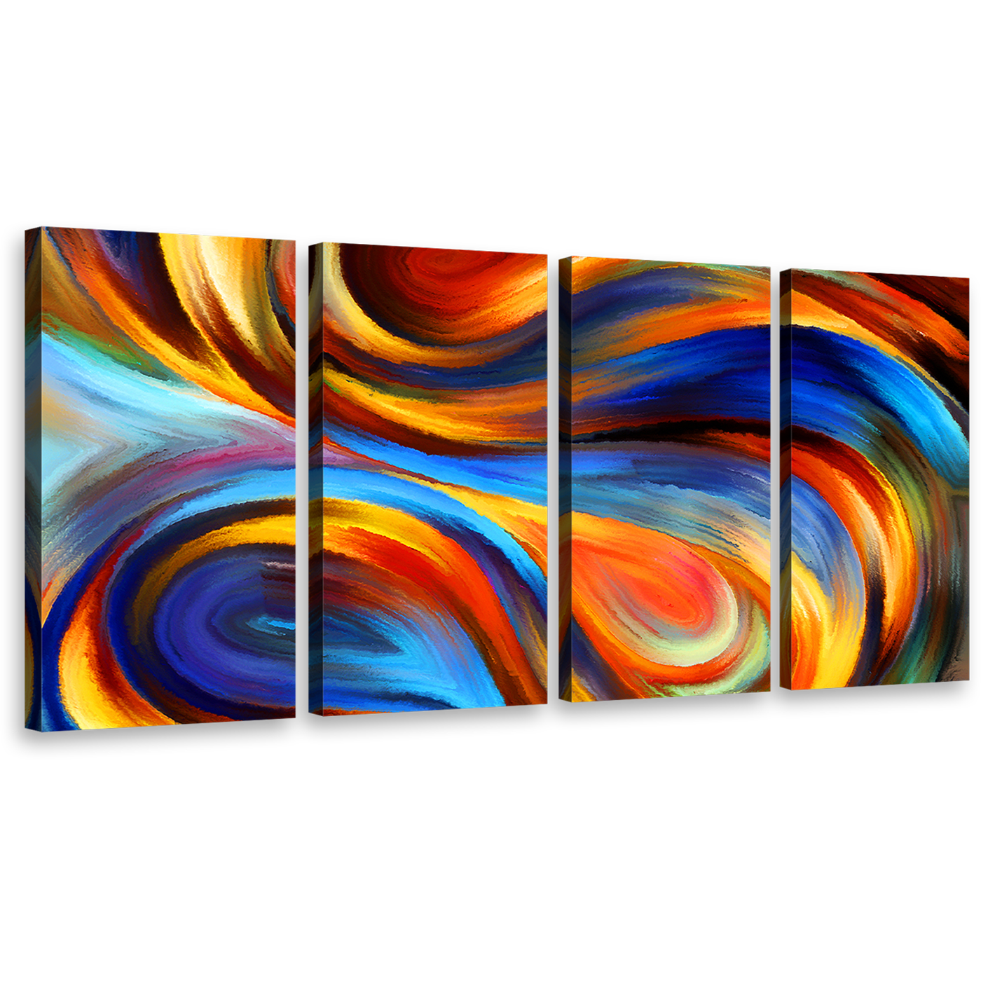 rainbow abstract wall art rainbow colors 4 piece canvas print colorful waves canvas set 