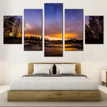 Load image into Gallery viewer, river lake canvas wall art orange sunset 5 piece collection canvas print for Berdroom
