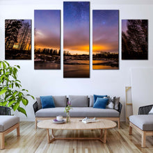 Load image into Gallery viewer, river lake canvas wall art orange sunset 5 piece collection canvas print for Living room
