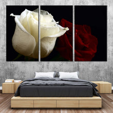 Load image into Gallery viewer, romantic rose floral canvas wall art beautiful flowers in red and white roses 3 piece canvas print for Bedroom
