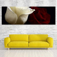 Load image into Gallery viewer, romantic  roses  panorama  canvas  print  panoramic  red  and  white  roses  with  close  up  canvas  wall  art  for Living Room
