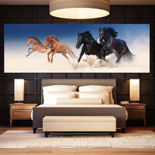 Load image into Gallery viewer, running  horses  canvas  print  herd  of  black  brown  panoramic  canvas  wall  art  for  bedroom
