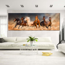 Load image into Gallery viewer, running  horses  canvas  wall  art  white  brown  herd  in  sky  desert  panorama  canvas  print  for Living Room
