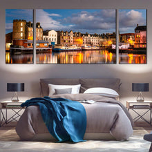 Load image into Gallery viewer, scotland canal canvas print leith city triptych canvas wall art for Bedroom
