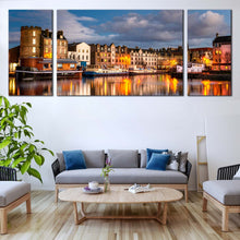 Load image into Gallery viewer, scotland canal canvas print leith city triptych canvas wall art for Living Room
