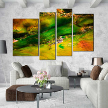 Load image into Gallery viewer, sea abstract wall art underwater algae plants canvas print yellow green soft corals 4 piece multi canvas In Your Living Room
