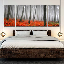 Load image into Gallery viewer, serenity  in  the  rainforest  canvas  wall  art  red  grass  gray  rain  3  piece  canvas  print  for  bedroom
