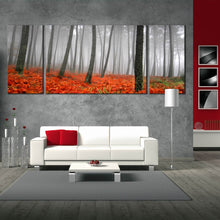 Load image into Gallery viewer, serenity  in  the  rainforest  canvas  wall  art  red  grass  gray  rain  3  piece  canvas  print  for Living Room
