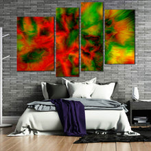 Load image into Gallery viewer, smoke shape wall art red green smoke 4 piece canvas abstract close up motion background canvas print for Bedroom
